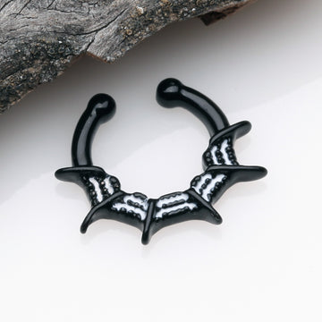 Detail View 1 of Blackline Spiderweb Fake Septum Clip-On Ring-Black/White